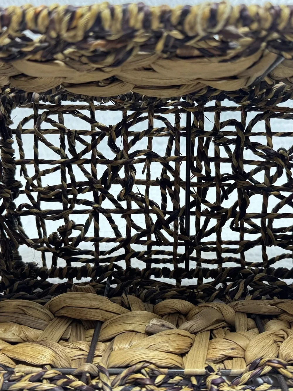 Pier 1 Natural & Dark Brown Woven Rectangle Basket